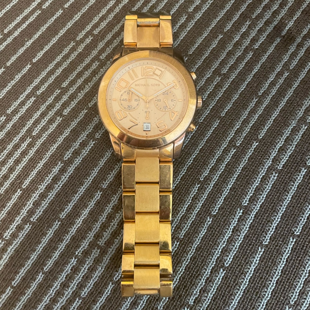 Michael Kors Mercer Chronograph Rose Gold-Tone Ladies Watch
